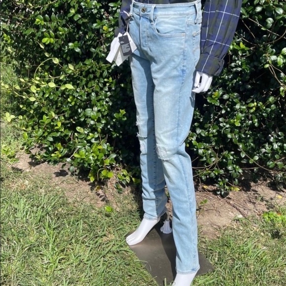 NWT G-Star Slim Distressed Restored Denim Light Washed Jeans - Picture 12 of 15